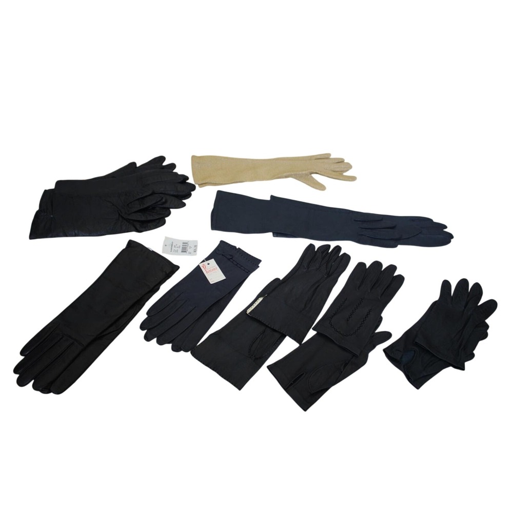 Vintage Womens Leather Gloves Lot 8 Pairs Bloomingdales Amedeo Perrone Black Tan